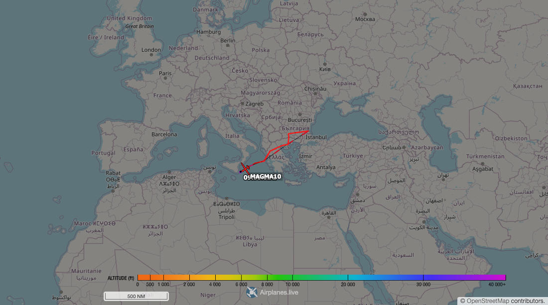 Aircraft tracking map accompanying “Italian Global Hawk flies the Black Sea coast profile”